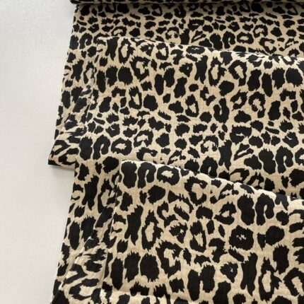 Medvilninis double gauze muslinas Leopardas smėlinis