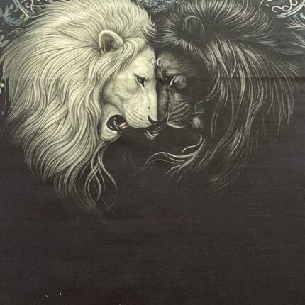 Kilpinio, skaitmeninės spaudos trikotažo panelė 60x70cm, Du Liūtai