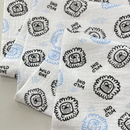 Medvilninis double gauze muslinas Liūtukai