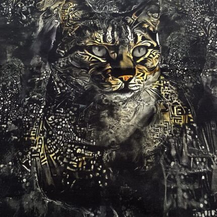 Kilpinio, skaitmeninės spaudos trikotažo panelė 60x70cm, Katinas