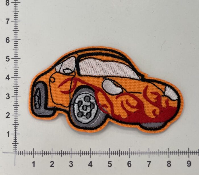 Prisiuvama Termoaplikacija Automobiliukas oranžinis