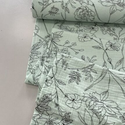 Medvilninis double gauze muslinas Gėlynas mėtinis