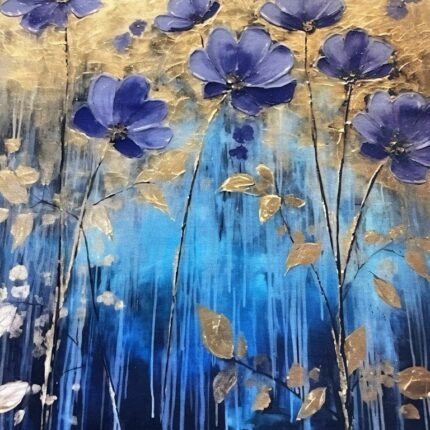 Kilpinio, skaitmeninės spaudos trikotažo panelė 60x70cm, Violetinės gėlės