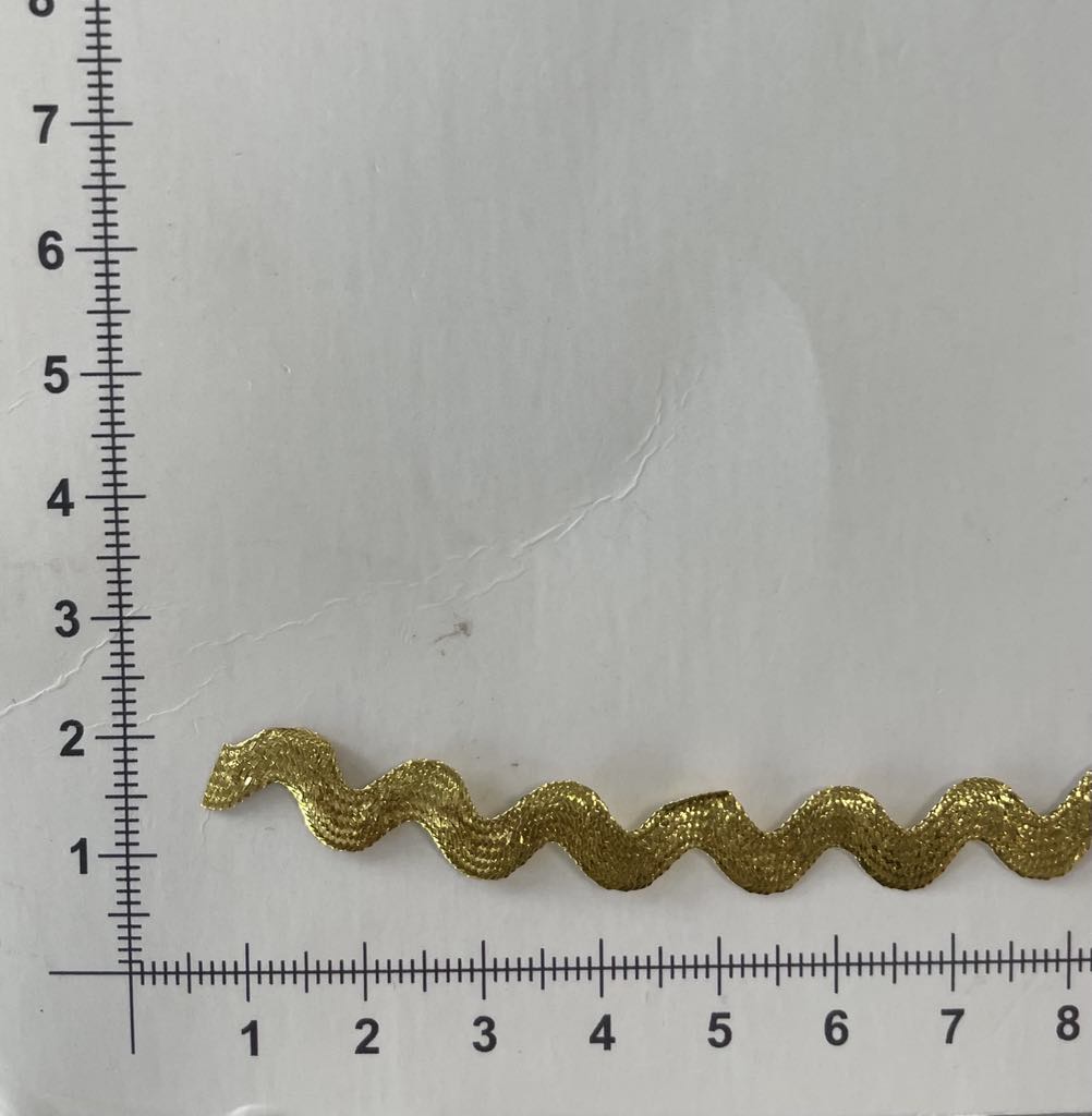 Dekoratyvinė ZIG ZAG juostelė, 3 mm auksinė blizgi (2 nuotr.) — siuvimo juostelė | Trys Pelėdos
