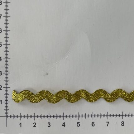 Dekoratyvinė ZIG ZAG juostelė, 3 mm auksinė blizgi ryškesnė (2 nuotr.) — siuvimo juostelė | Trys Pelėdos