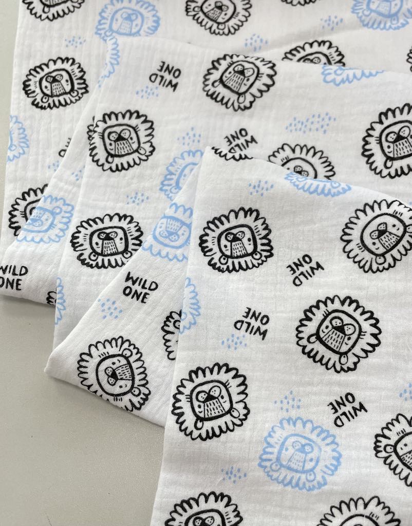 Medvilninis double gauze muslinas Liūtukai