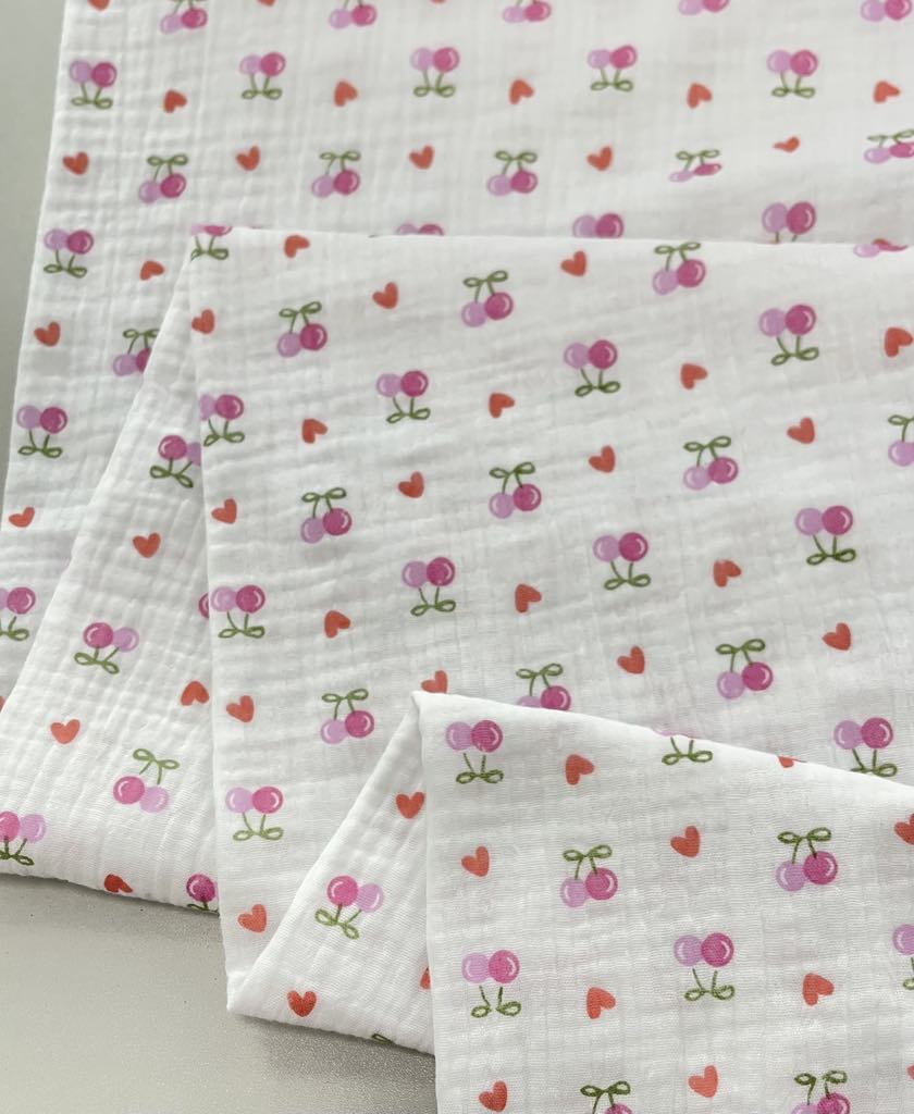 Medvilninis double gauze muslinas Vyšnaitės Medvilninis double gauze muslinas Vyšnaitės