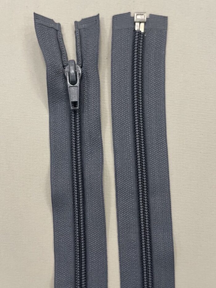 Spiralinis išsegamas užtrauktukas "Tamsiai pilkas", 25 cm