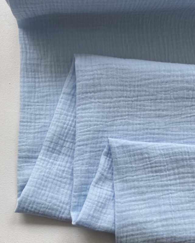 Medvilninis double gauze muslinas Žydras