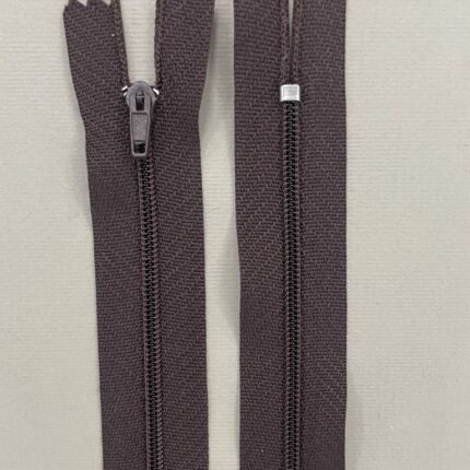 Spiralinis fiksuojamas užtrauktukas "Tamsiai Rudas", 14 cm