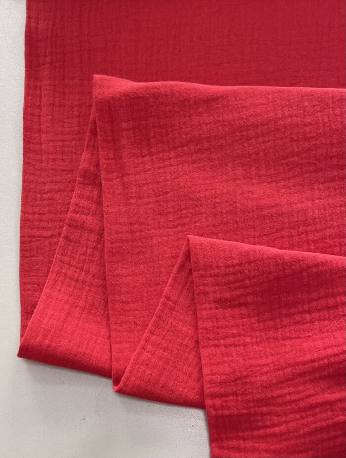 Medvilninis double gauze muslinas Raudona 01