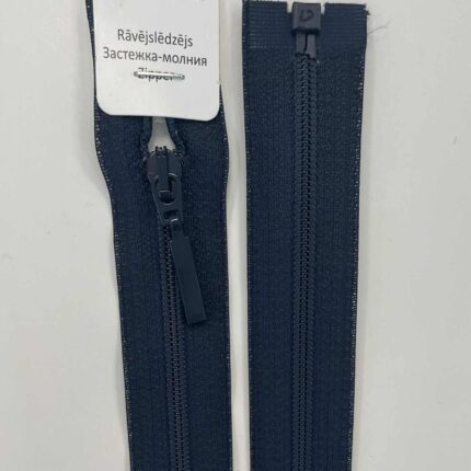 Spiralinis išsegamas užtrauktukas Tamsiai mėlyna, 50 cm — siuvimo užtrauktukai | Trys Pelėdos