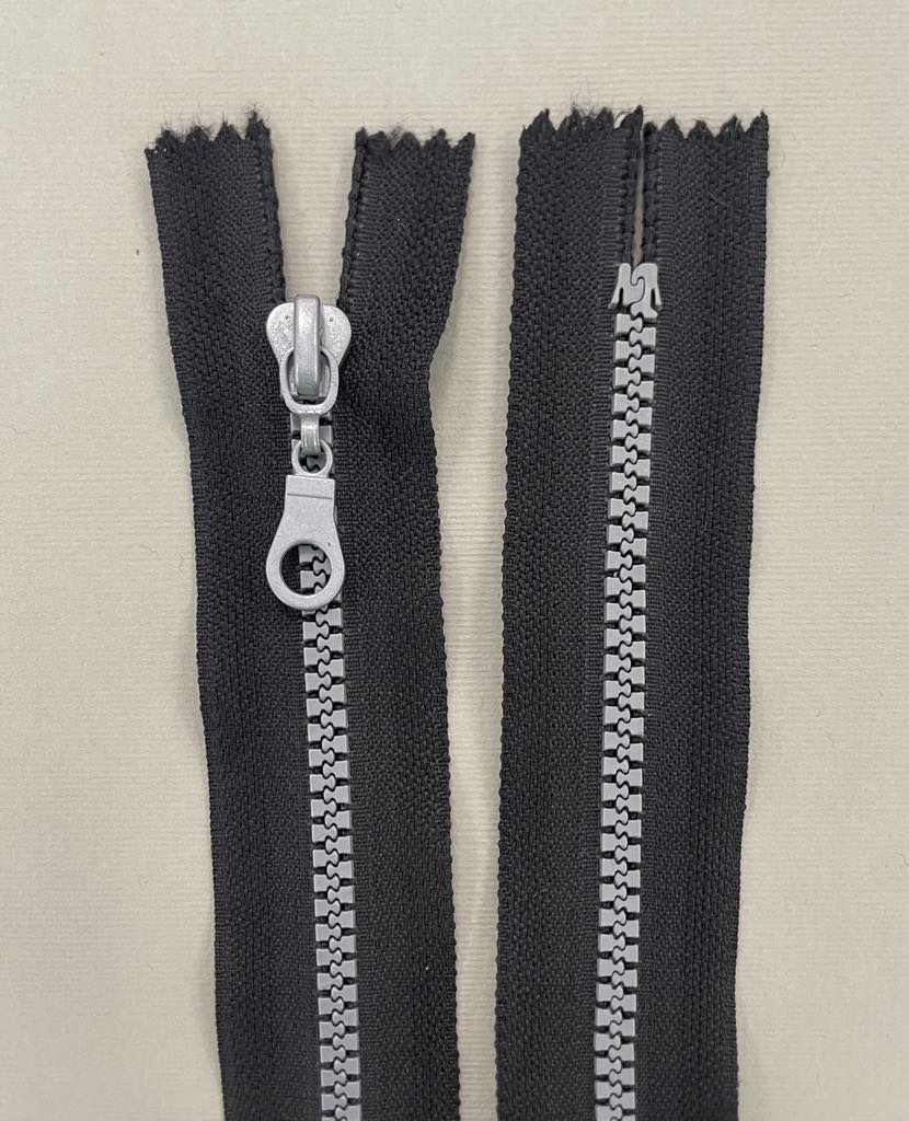 Užtrauktukas "Juodas/pilka", 16 cm — siuvimo užtrauktukai | Trys Pelėdos
