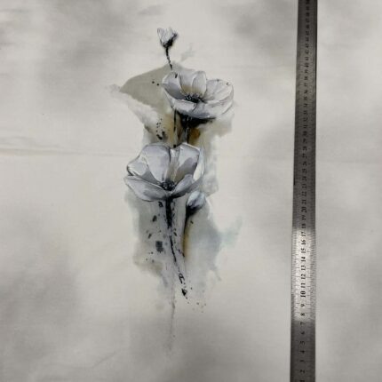 Kilpinio, skaitmeninės spaudos trikotažo panelė 60x70cm Tapyti žiedai