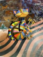 Kilpinio, skaitmeninės spaudos trikotažo panelė 60x70cm Pieštas katinas