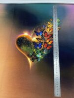 Kilpinio, skaitmeninės spaudos trikotažo panelė 60x70cm Širdelė su drugeliais