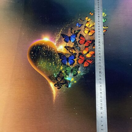 Kilpinio, skaitmeninės spaudos trikotažo panelė 60x70cm Širdelė su drugeliais