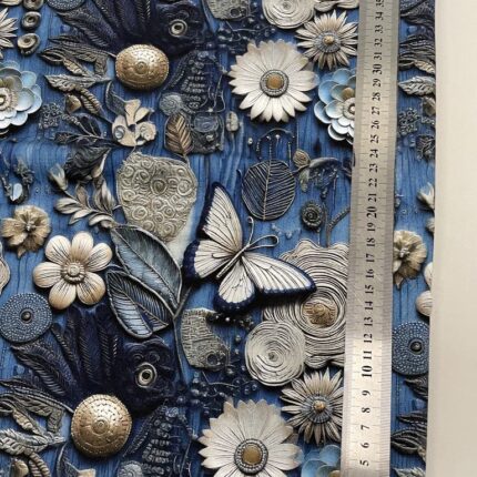 Kilpinis, skaitmeninės spaudos trikotažas Džinso gėlės