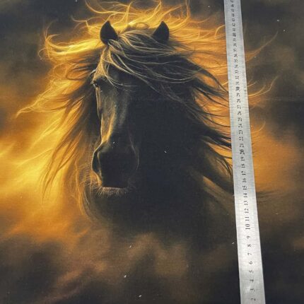 Kilpinio, skaitmeninės spaudos trikotažo panelė 60x70cm Žirgas vėjyje