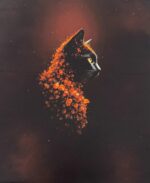 Kilpinio, skaitmeninės spaudos trikotažo panelė 60x70cm Katinas iš deimančiukų