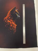 Kilpinio, skaitmeninės spaudos trikotažo panelė 60x70cm Katinas iš deimančiukų