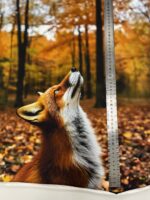 Kilpinio, skaitmeninės spaudos trikotažo panelė 60x70cm Lapė