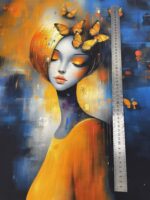 Kilpinio, skaitmeninės spaudos trikotažo panelė 60x70cm Tapyta mergina