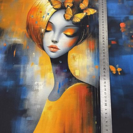 Kilpinio, skaitmeninės spaudos trikotažo panelė 60x70cm Tapyta mergina