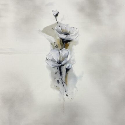 Kilpinio, skaitmeninės spaudos trikotažo panelė 60x70cm Tapyti žiedai