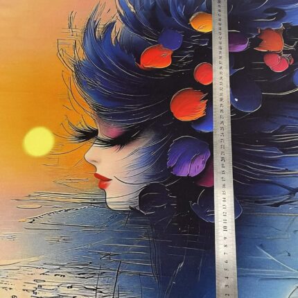 Kilpinio, skaitmeninės spaudos trikotažo panelė 60x70cm Spalvota mergina