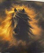 Kilpinio, skaitmeninės spaudos trikotažo panelė 60x70cm Žirgas vėjyje