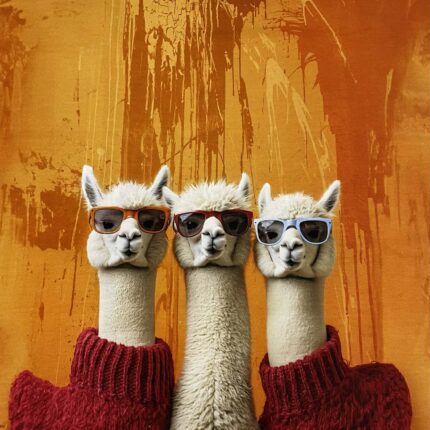 Kilpinio, skaitmeninės spaudos trikotažo panelė 60x70cm Trys Lamos