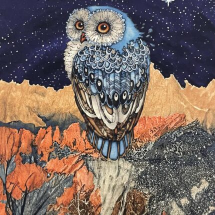 Kilpinio, skaitmeninės spaudos trikotažo panelė 60x70cm Pelėda