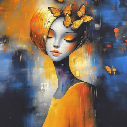 Kilpinio, skaitmeninės spaudos trikotažo panelė 60x70cm Tapyta mergina