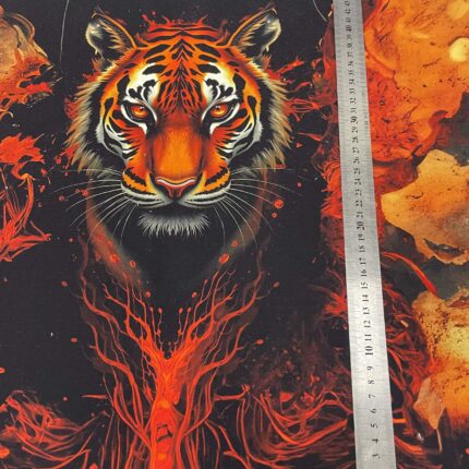 Kilpinio, skaitmeninės spaudos trikotažo panelė 60x70cm Ugninis tigras