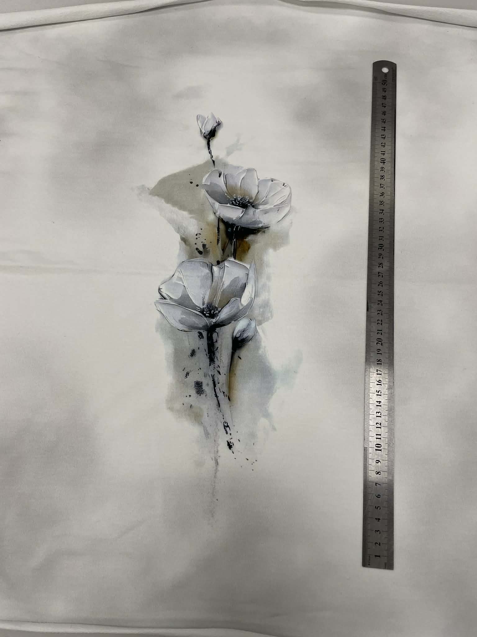 Kilpinio, skaitmeninės spaudos trikotažo panelė 60x70cm Tapyti žiedai (2 nuotr.) — trikotažas | Trys Pelėdos