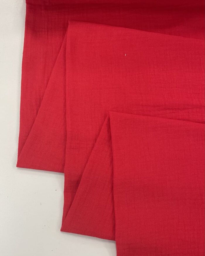 Medvilninis double gauze muslinas Raudona