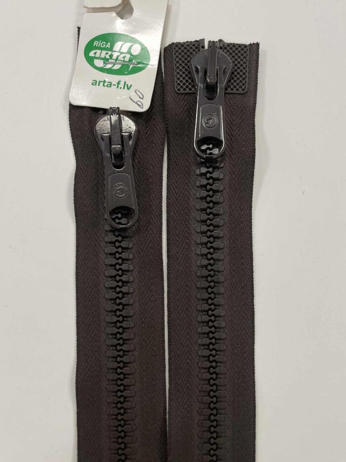 Dvipusis užtrauktukas Rudas,60 cm