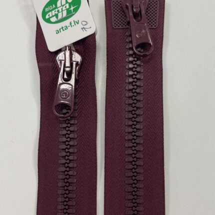 Dvipusis užtrauktukas Bordo, 70 cm