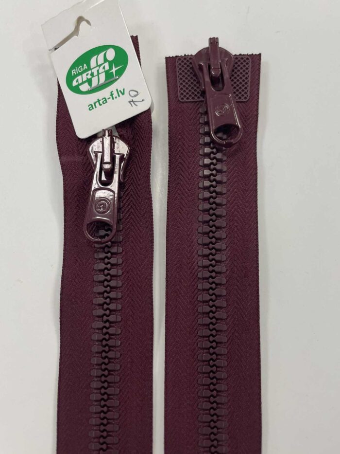 Dvipusis užtrauktukas Bordo, 70 cm