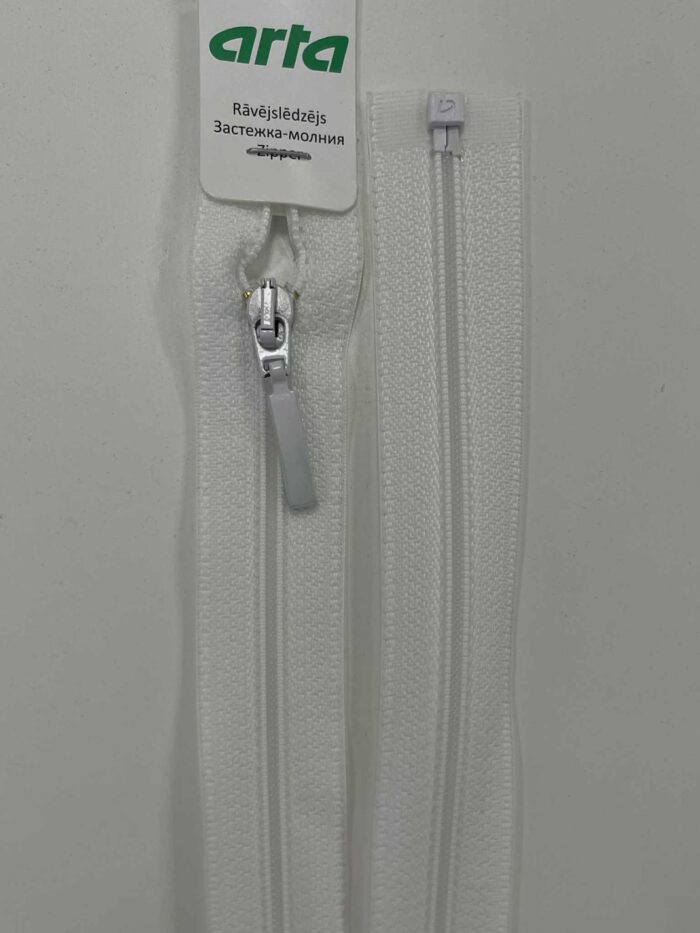Spiralinis užtrauktukas Baltas, 55 cm