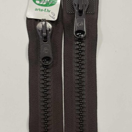 Dvipusis užtrauktukas Rudas,60 cm — siuvimo užtrauktukai | Trys Pelėdos