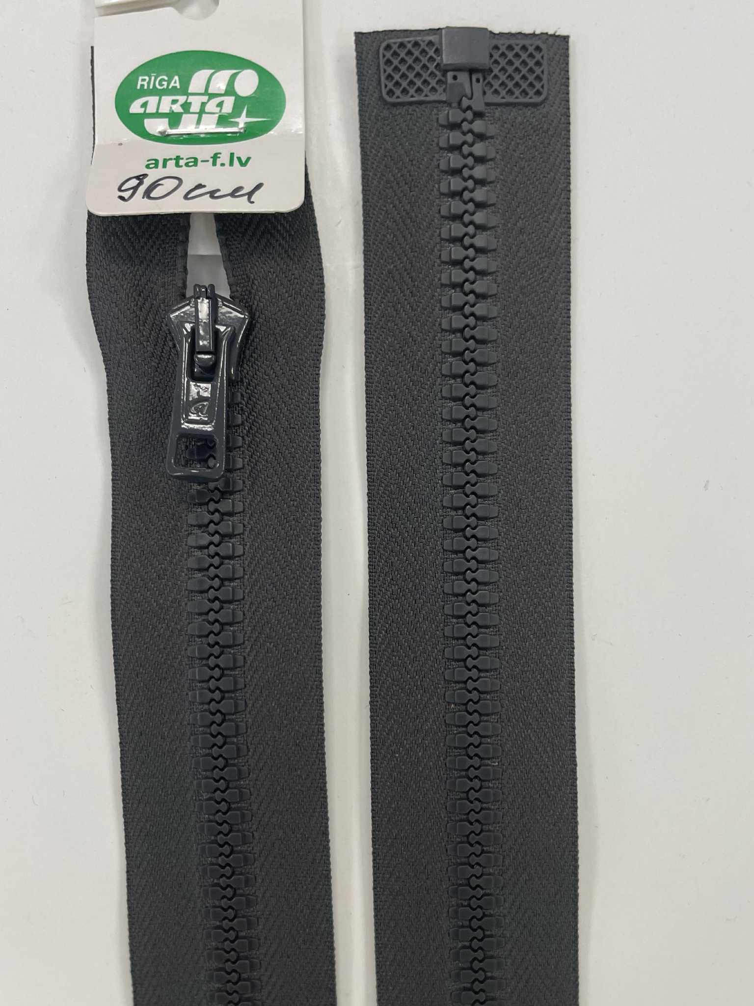 Išsegamas užtrauktukas Pilkas, 90 cm — siuvimo užtrauktukai | Trys Pelėdos