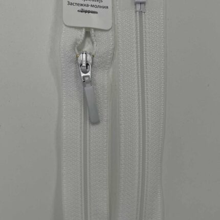Spiralinis užtrauktukas Baltas, 55 cm — siuvimo užtrauktukai | Trys Pelėdos