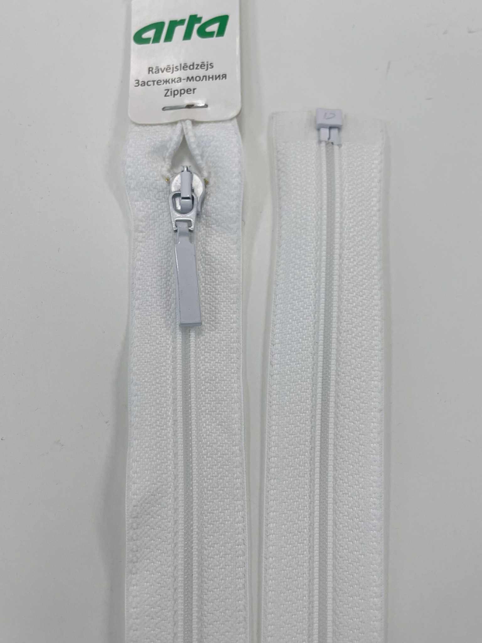 Spiralinis užtrauktukas Baltas, 75 cm — siuvimo užtrauktukai | Trys Pelėdos