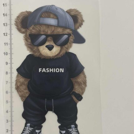 Termoaplikacija Meškiukas Fashion — siuvimo aplikacijos | Trys Pelėdos