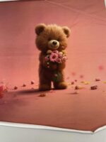 Kilpinio, skaitmeninės spaudos trikotažo panelė Rudas meškiukas