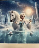 Soft veliūro, skaitmeninės spaudos panelė Elza ir žirgas