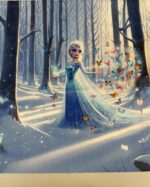 Soft veliūro, skaitmeninės spaudos panelė Elza ir drugeliai