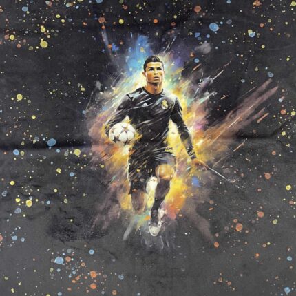 Soft veliūro, skaitmeninės spaudos panelė Ronaldo su kamuoliu